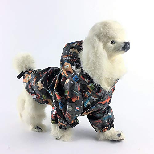 For Small Pet Cat Dog Raincoat Hoodie Coat Waterproof Rain Jacket Rainwear (S: Length - 12", Grey) #TOP4