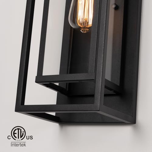 Image of mirrea 18 inch Modern Outdoor Porch Wall Light, Matte Black, 2 Pack