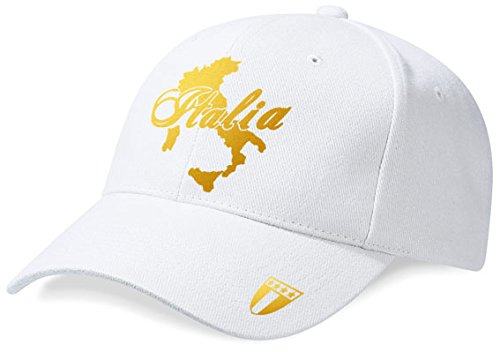 DASHOP Casquette Italie Mini Pays Blanc et Or Métallisé