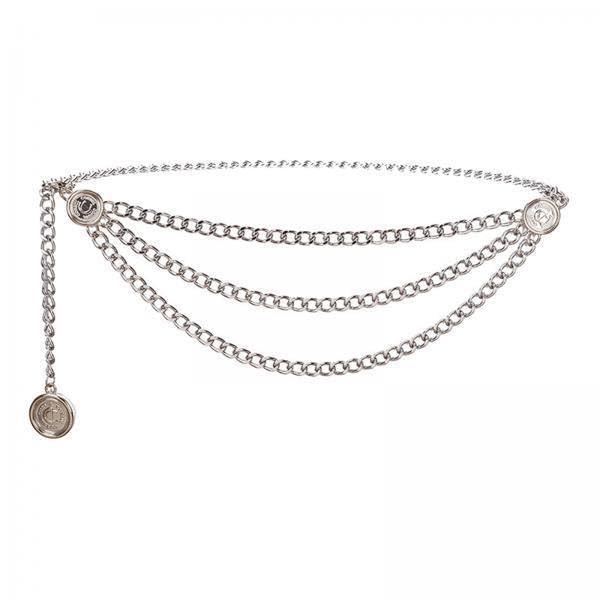 merishopp 4xWaist Chain Belt Multilayer Trendy Fashion Charms for Dresses Gift Girl Silver-picture-8