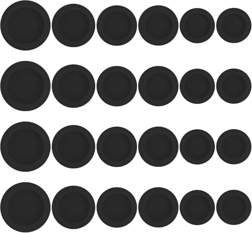 Ahltoiex 24 Pcs Piggy Bank Stopper, Multi-Purpose Rubber Plugs for Holes, Black