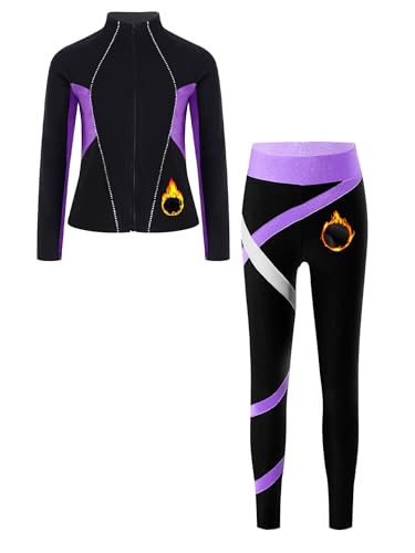 Veste chaud polaire pantalon legging costume patinage artistique enfant fille sport