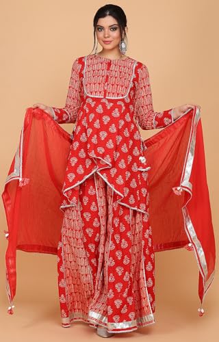 Image of Saanjh Premium Printed Cotton Dupatta with Floral Border|Woven Dupatta /Chunni,Width 1 Meter, Length 2.5 Meter