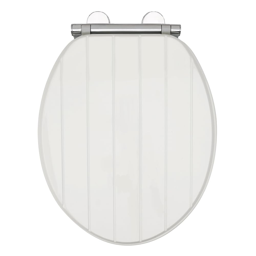 Aqualona White Tongue And Groove Toilet Seat Aqualona® Premium Tongue And Groove Soft Close Toilet Seat - Moulded Wood - Stainless Steel Slow Close Hinges - Wipe Clean - Contemporary Design - Durable (White Tongue And Groove Toilet Seat)