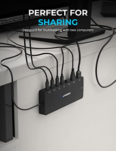 SABRENT KVM Switch, 2 port USB C Inputs, 2 ports usb-C outputs mit 60W PD | 2 USB ports | 2 HDMI port 4K@60Hz für monitor, Laptop, PC, Drucker, Scanner, Maus, Tastatur LED-Geräteanzeigen (USB-CKDH)