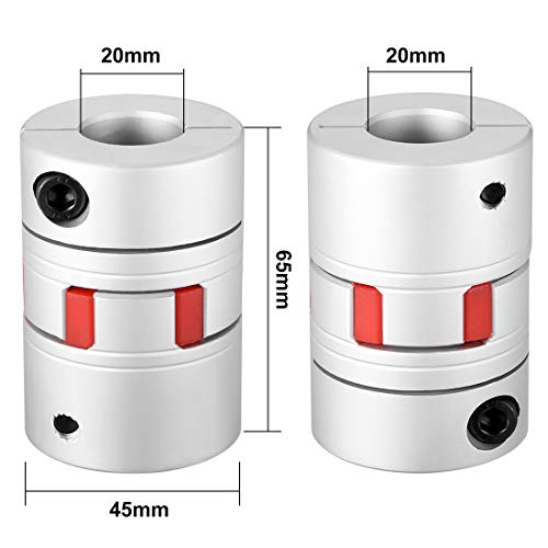 sourcing map Wellenkupplung 20mm bis 20mm Bohrung L65xD45 Flexibles Kupplungsgelenk für Servo-Schrittmotor