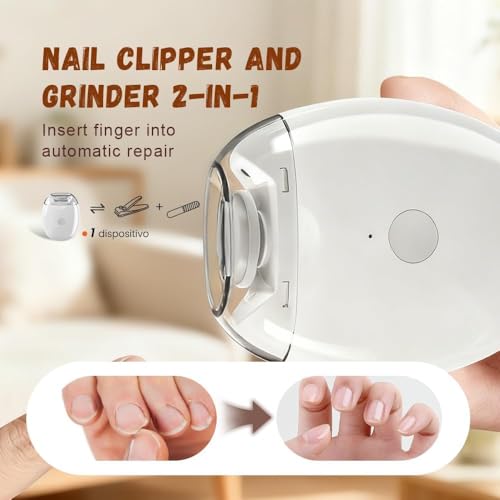 Image of Automatic Electric Nail Clipper Mcbazel - Universal Portable Fingernail Grinder with LED Light, 3 Speed Settings, Auto Nail Cutter & Polisher, Safe Nail Trimmer for Adults, Kids & Seniors