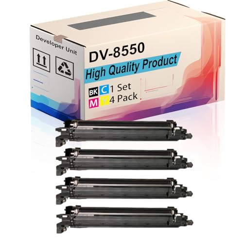 DV-8550 Developer Unit Compatible for Copystar CS5003i CS5052ci CS6003i CS6052ci CS6053ci Printers, High Yield 600000 Pages, Print More Pages (4-Pack BK/C/M/Y)