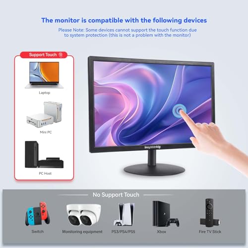 Image of Touchscreen Monitor 19 inch FHD 1440x900 Multi-Touch Screen HDMI VGA Type-A Touch Port Dual Speakers,60Hz,VESA,Brightness 300cd /m,Tilt Adjust,PC Office Desktop Business Computer Touch Display