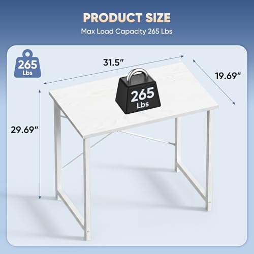 Image of DUMOS 32 in Small Computer Desk for Home Office, Modern Study Work Table Simple Style for Bedroom, Writing Desks with X-Shaped Reinforcement, 2 Pack, White