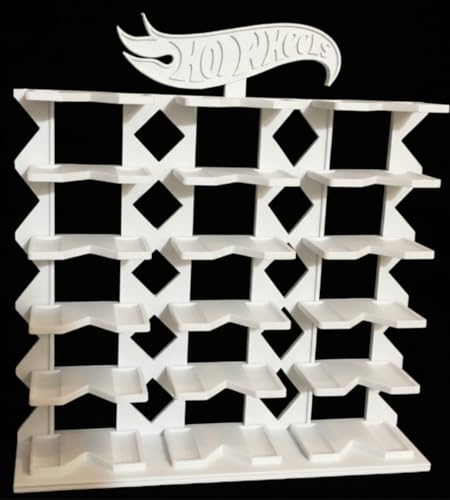 Image of Premium 18-Car Display Rack in Pure White for Hot Wheels & 1:64 Scale Cars, Eco-Friendly Biodegradable Plastic, 24 cm H x 22.3 cm B x 4.8 cm W (***Toy Cars NOT Included***)