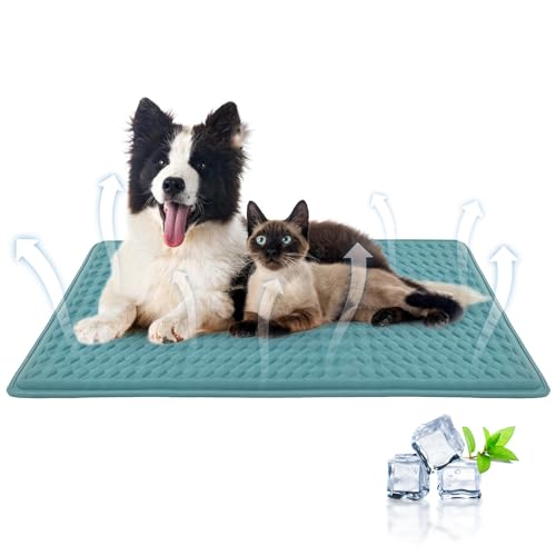 GOLOPET Newly Upgraded Dog Cooling Mat 34x23 in,Ice Breathable Fabric, Solid Silicone Honeycomb Heat Dissipation Structure, Long-Lasting Coolness Cooling Mat for Dogs(Q-Max0.5) Washable& Non-Toxic