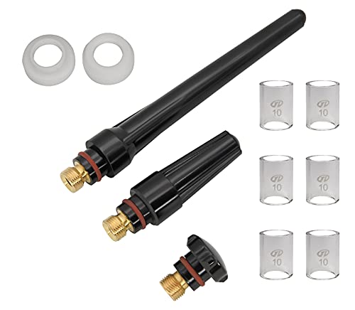 55Pcs Tig Welding Torch Stubby Gas Lens #10 Pyrex Glass Cup Kit For Db Sr Wp-17/18/26 Tig Welding Torch,With Cup+Back Cup+Nozzle+Collet+Collet Body+Gas Lens+Cup Gasket #TOP5