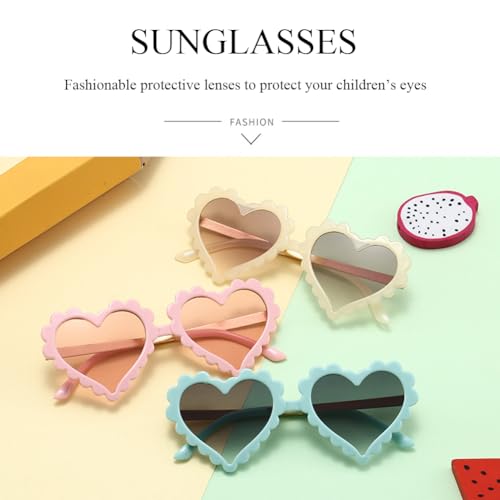 Kids Heart Shaped Sunglasses for Girls Boy Cute Glasses UV 400 Protection Outdoor Beach Children3