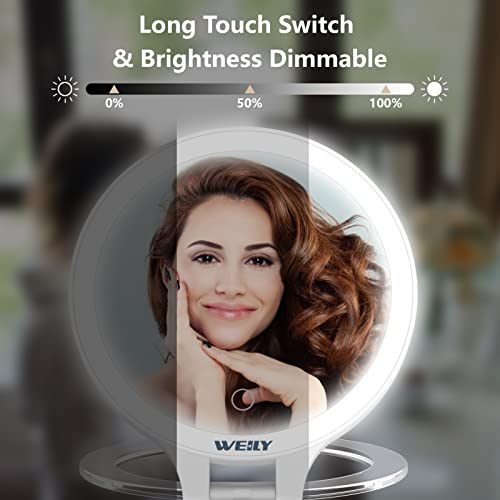 Weily Magnifying Makeup Mirror 10X/1X, Double Sided Tabletop Mirror With 3 Color Lights, Rechargeable Led Cosmetic Mirror For Makeup,Tweezing, Blackhead And Comedone Removal (White) #TOP3