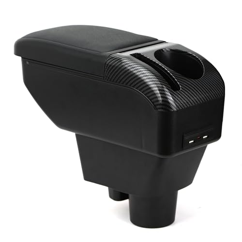 ZENVI Reposabrazos Compatible with OPEL Corsa F Apoyabrazos 2019-2024 Centro Consola Organizador Caja Doble Espacio Almacenamiento Utilizable Para Soporte Codo（Estilo Negro）