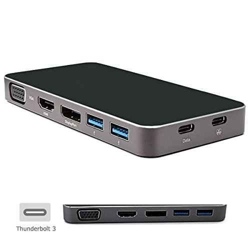 image for Cablecc USB-C USB 3.1 to Displayport VGA HDMI USB HUB & Dual Type-C Fe