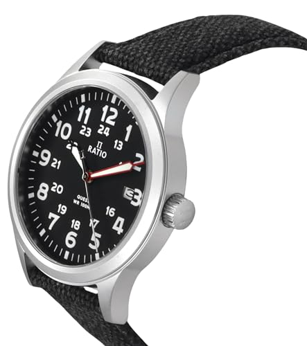 Image of RATIO Field Watch Sapphire Crystal Nylon Strap Easy Reader Casual Watch Japanese Quartz 100m Water Resistant Military Watch for Men