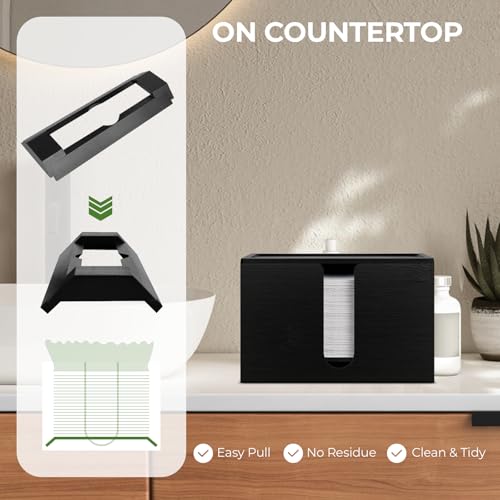 Bamboo Paper Towel Dispenser, Black Paper Towel Holder with Lids Wall Mount or Countertop for Multifold, C Fold, Z fold, Trifold Hand Towels Napkin Holder for Bathroom Toilet and Kitchen - Thumbnail 6