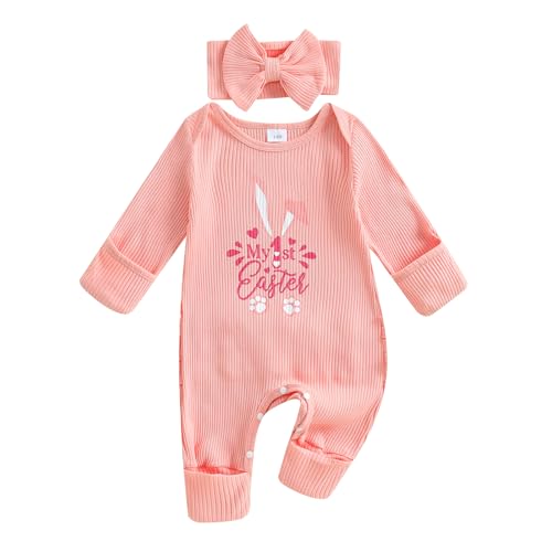 citgeett My First Easter Baby Girl Outfit Bunny Long Sleeve 