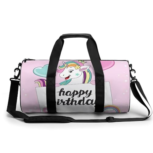 Sac de sport gym licorne rose avec grande ouverture zippée de 45cm