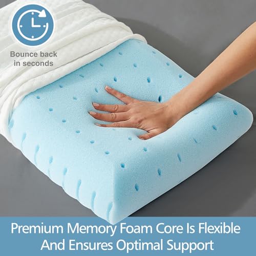 DUMOS Memory Foam Pillows for Sleeping, 1 Pack Bed Pillows for Adults with Washable Cover and Breathable Mesh, Gel Cooling Pillow for Back and Side Sleeper Support, White by DUMOS - Used condition - Image 5