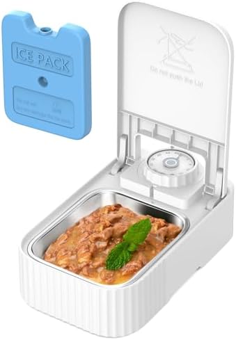 oneisall Automatic Cat Feeder for Wet Food & Dry Food, N1 Wet Cat Food Dispenser with Ice Pack and Stainless Steel Bowl Insert, Automatic Pet Feeder for Cats and Small Dogs with 48H-Timer