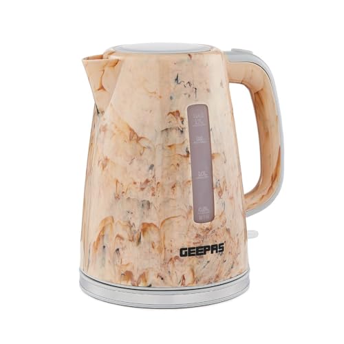 GEEPAS Skye 1.7L Electric Kettle | Premium Kettle with 360° Rotational Base, Cordless | Concealed Heating, Strix Controller | Space Saving Cord Storage & LED Indicator | 2 Year Warranty 2200W Cream