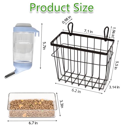 SANGLE SOPFFY Rabbit hay Feeder Small Animal Feeding Set with 350ml Water Bottle, Hay Rack, Pellet Dish for Guinea Pigs, Chinchillas, Bunny- Multifunctional Pellet Food Bowl Dispenser - Image 3