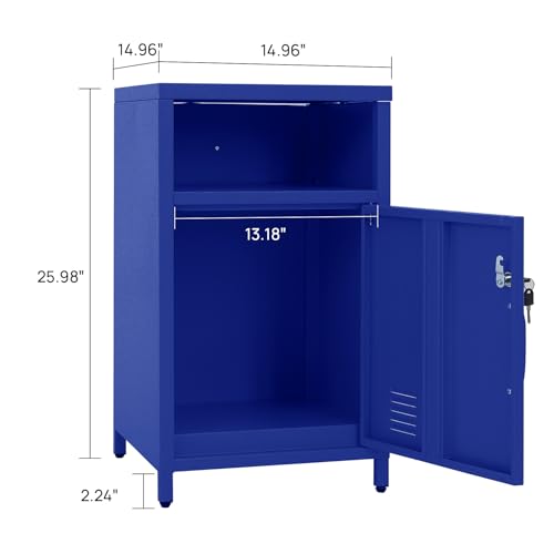 Image of ALBAD Metal Nightstand with Lockable Cabinet