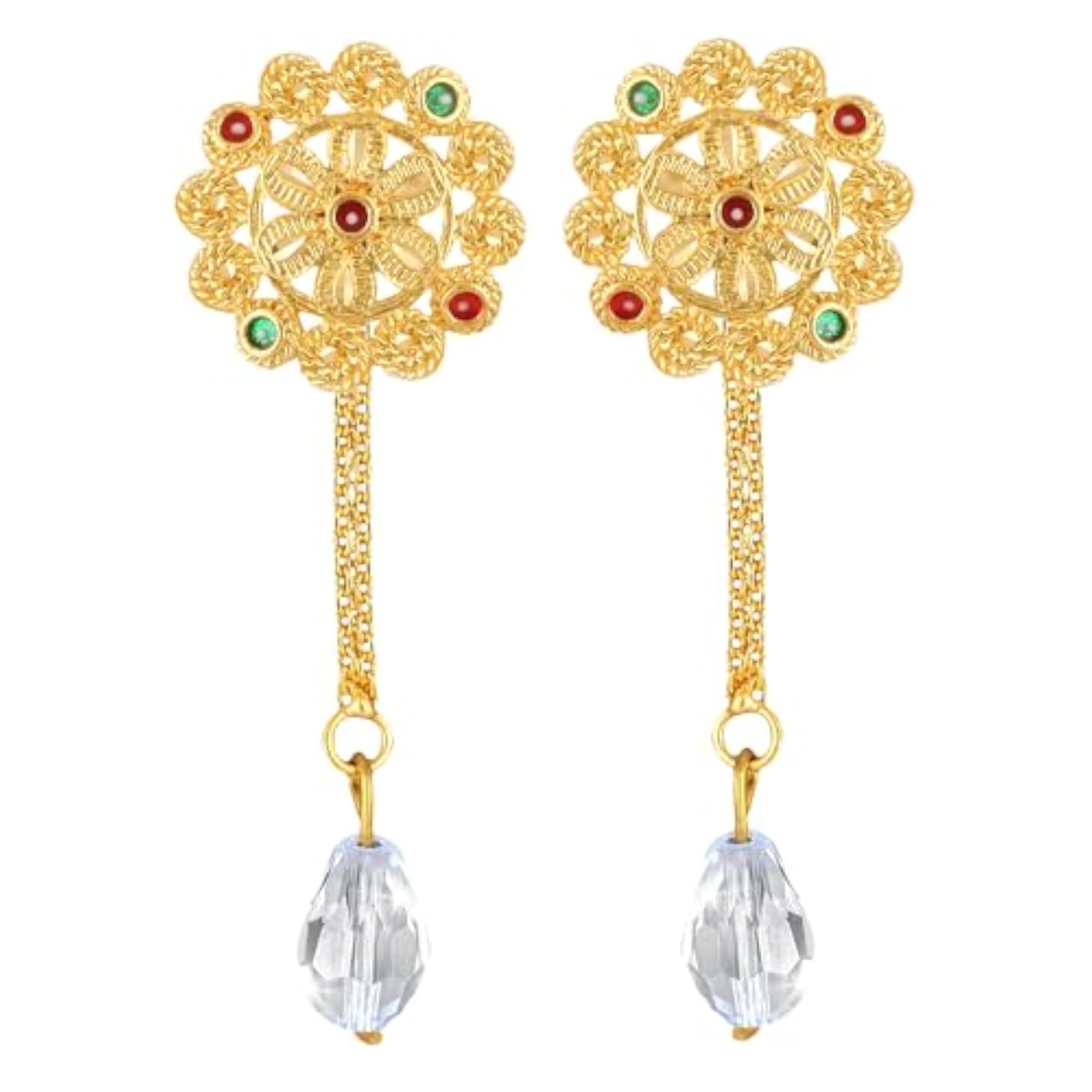 Women's CZ Stone Studded Premium 2-in-1 Removable Stud & Drop Combo Earrings