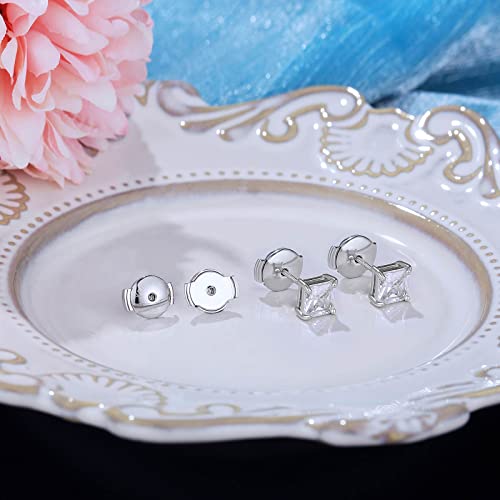 14K White Gold Locking Earring Backs Replacements For Diamond Studs, 2 Pairs 925 Sterling Silver Locking Earring Backs, Secure Hypoallergenic Earring Backs No Fading Comfort Earring Backs #TOP1