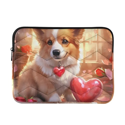 Funda para laptop 13-14 pulgadas a prueba de agua con diseño de corgi