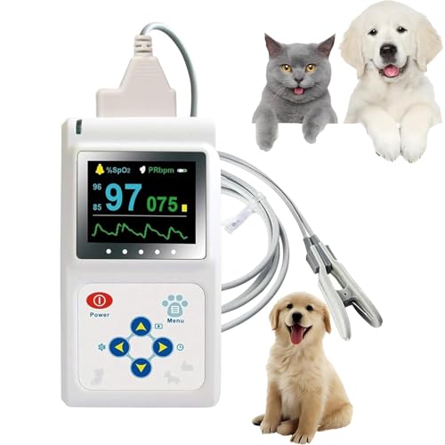 WFUAHA Pulsioxímetro Veterinario para Mascotas, Monitor de Pulso, Equipo pulsioxímetro Digital portátil para Animales, con función de Almacenamiento y reproducción, para Perro, Gato, Mascotas