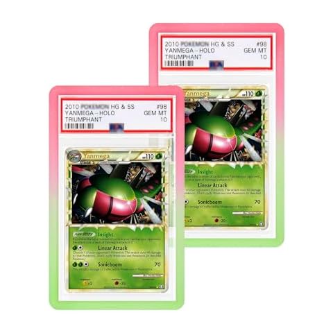 Slab Guard for PSA Graded Cards, 2-Pack TPU Slab Protector Graded Guard Bumper Guard for PSA Graded Card Only, Gradient Color Glitter Limited Edition, Pink-Green Cover