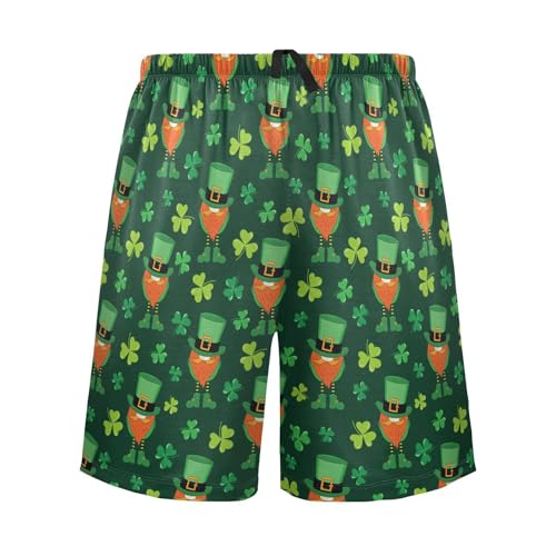 Men's Pajama Shorts Soft Comfy Casual Sleep Lounge St Patricks Day Shamrock Pj Bottom with Drawstring & Pockets2