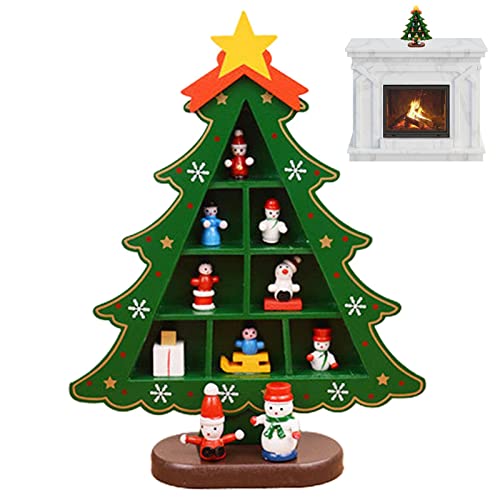 Hondony Natal mesa madeira, árvore Natal decorações mesa madeira organizador prateleira exibição | e