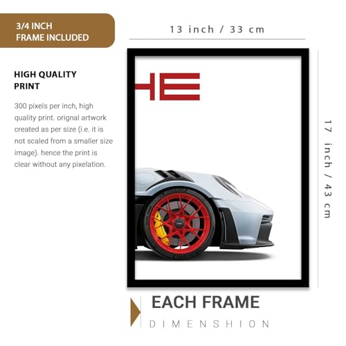 Image of kotart Big Sports Cars Framed Posters Gift Items for Boys Room Wall Decoration Bedroom Living Room Office Studio Decor | Car Poster Frame for Wall Decor Set Of 3 Size (13 X 17 inch)