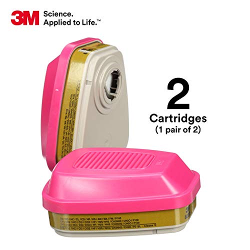 3M P100 Respirator Cartridge/Filter 60923, 1 Pair, Helps Protect Against Organic Vapors, Acid Gases, And Particulates #TOP2