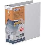 Stride® QuickFit® Angle D-Ring View Binders, 625-Sheet Capacity, 3' Rings, 47% Recycled, White 87050