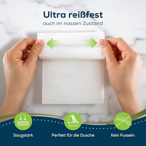 Sensalou Einmal Waschlappen Waschhandschuh Einweg 100 Stück - Weich und Reißfest für Erwachsene Baby Kinder - Pflege Hygiene Körperreinigung Bettlägerige Reise Camping