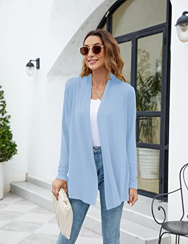 Newchoice Womens Summer Sweaters Open Front Loose Casual Lightweight Cardigan Soft Drape Long Sleeve Cardigan (Baby Blue, Xl) #TOP5