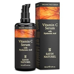Satin Naturel Vitamin C Serum for Face with Hyaluronic Acid 100 ml – Brightening Serum for a Rejuvenated & Glowing Skin for Women – Organic Aloe Vera Based and Vegan Face Care