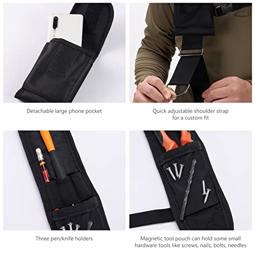 Savawade Tool Belt Suspenders Heavy Duty 4 Point Padded Adjustable Shoulder Strap With Detachable Phone Pouch #TOP5