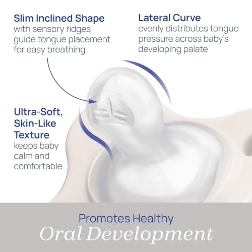 Image of Chicco PhysioForma Dual Soft Orthodontic Pacifier for Babies 2-6 Months, 100% Soft Silicone, Supports Breathing, One-Piece Design, Included Sterilizing Case, BPA Free, 2-Pack, Pearl /Sky