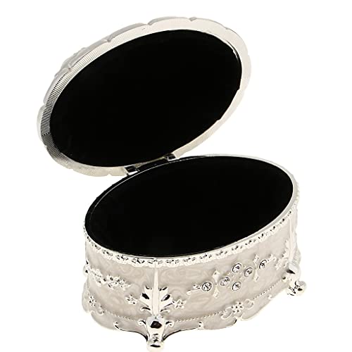 Jewelry Box Vintage Metal Box Ring Trinket Case Princess European Palace Girl Metal Round Retro Storage Box Women (Color : Purple, Size : 10.8 * 7.7 * 7Cm) #TOP2