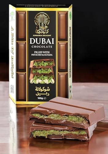 Dubai Chocolate Bar Pistachio – 100g Kunafa Bar with Pistachio Cream Filling – Luxurious Fix Dubai Chocolate – Best Gifts for Kids, Family & Friend (Pack of 1)