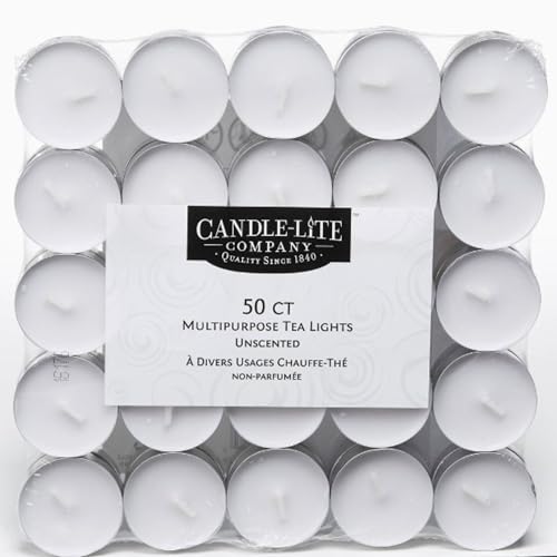 Bougies chauffe-plat sans parfum pour éviter les odeurs, pack de 50 blanches