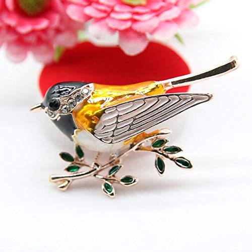 Image of coadipress Colorful Birds Brooch Pins Crystal Rhinestone Branch Bird Brooch Cute Enamel Animal Magpie Hummingbird Pin Fashion Jewelry Accessories Gifts