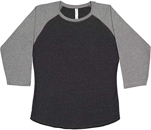 LAT Women Raglan Baseball Tee 3/4 Sleeve Vintage Smoke L